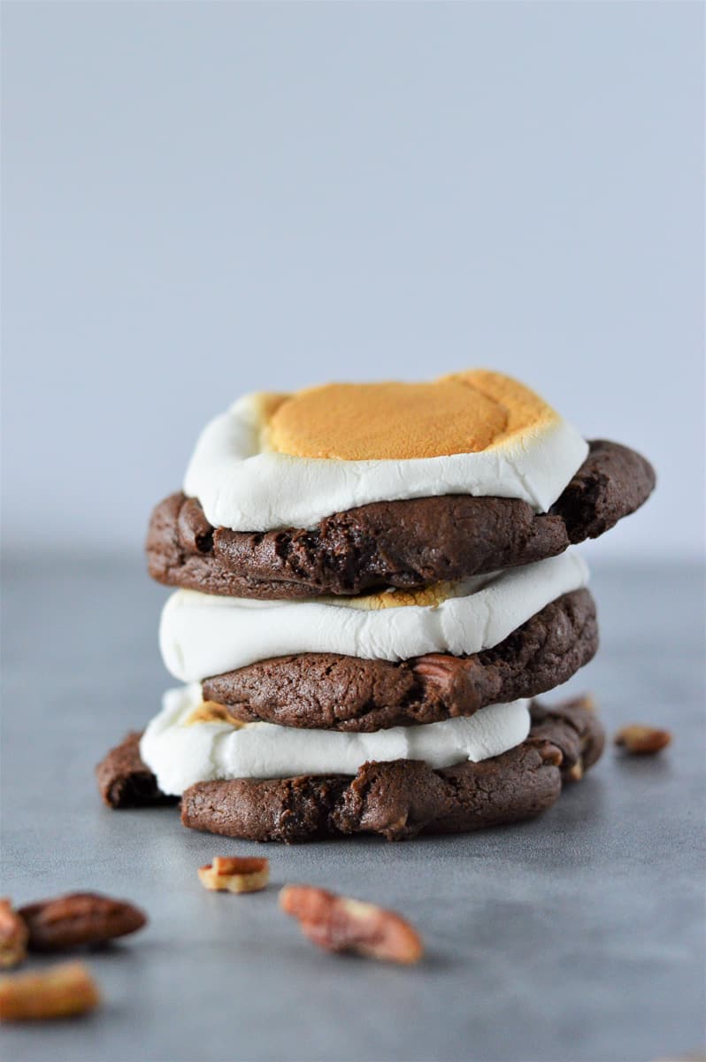 stack of 3 rocky road cookies