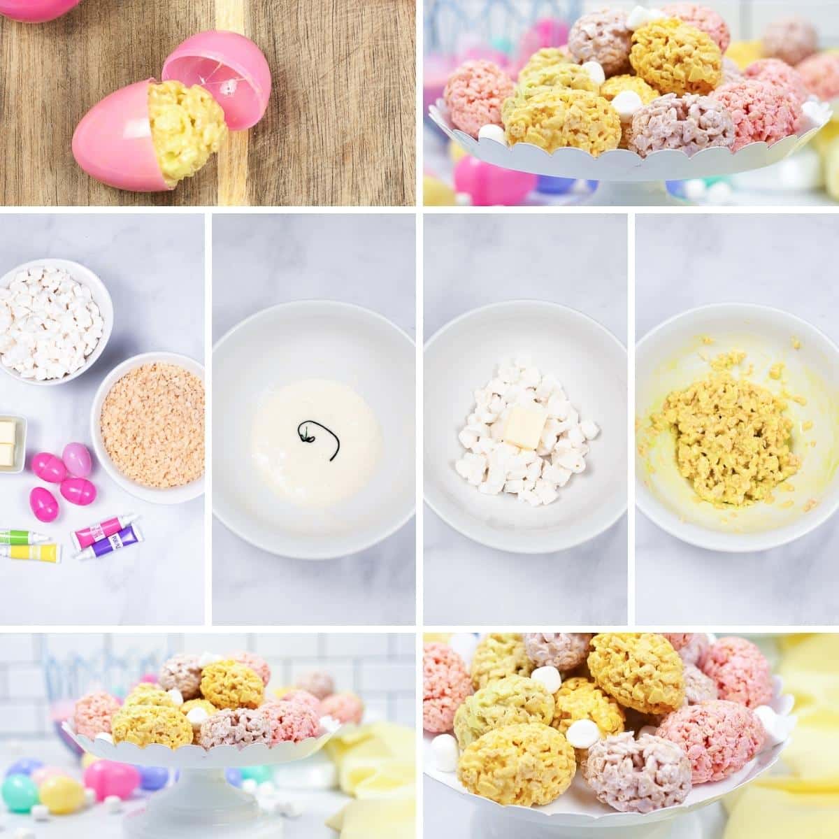 how to make easter rice krispie treats collage