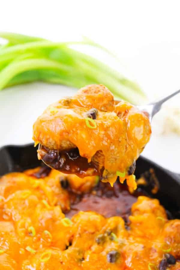 Cheesy Enchilada Meatballs - All She Cooks