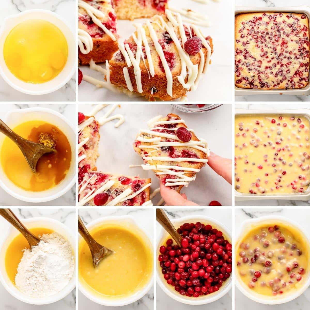 collage of images showing how to make cranberry lemon bars