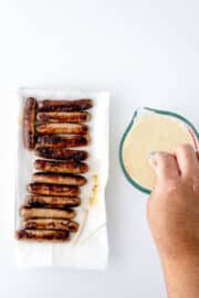 Pancake and Sausage on a Stick - All She Cooks