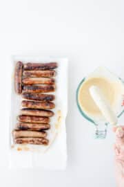 Pancake and Sausage on a Stick - All She Cooks