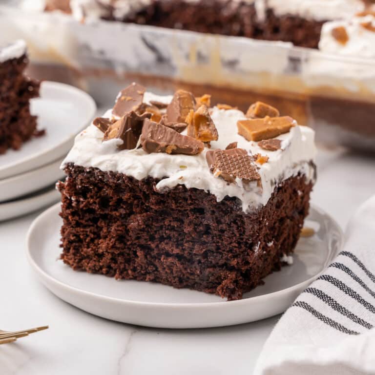 Chocolate Peanut Butter Cake - Easy Dessert - All She Cooks