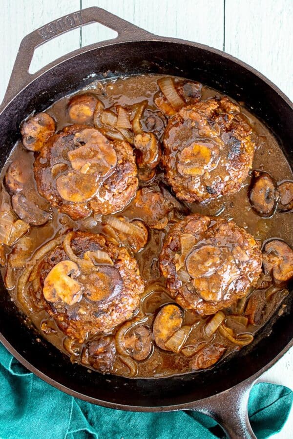 Hamburger Steaks with Mashed Potatoes - All She Cooks
