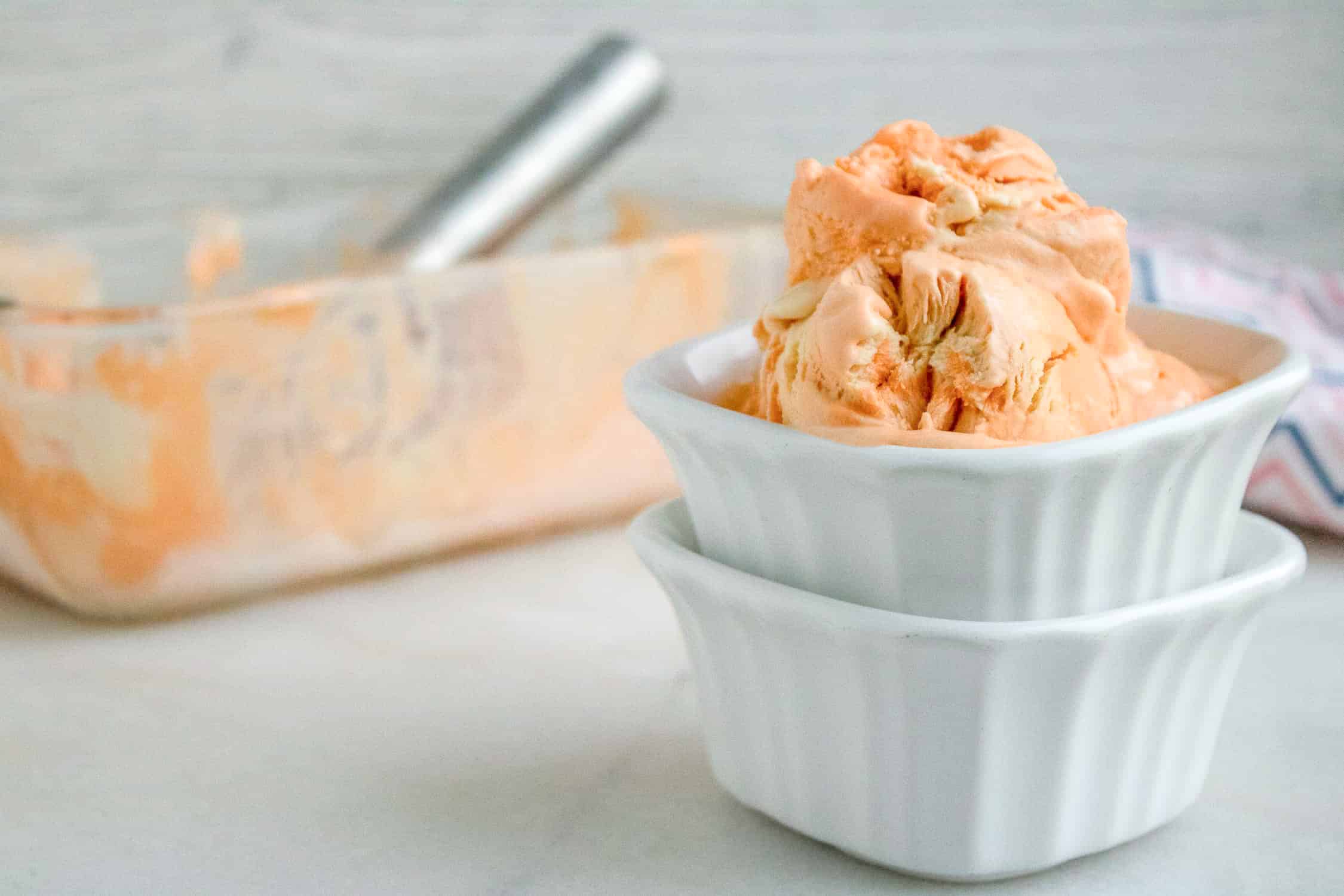 orange creamsicle ice cream being served