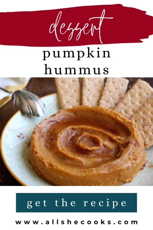 Dessert pumpkin hummus Pinterest pin with graham crackers