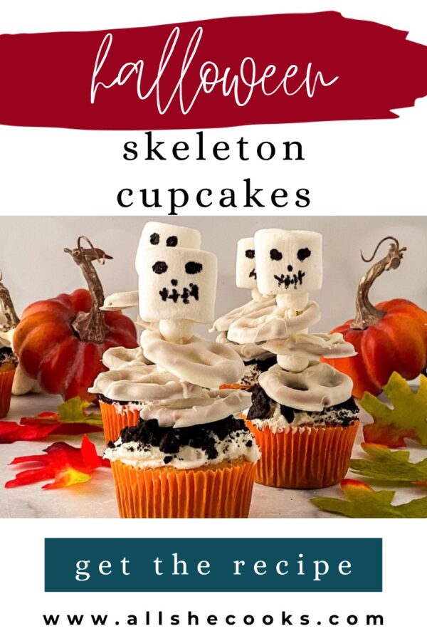 Halloween Skeleton Cupcakes Pinterest pin