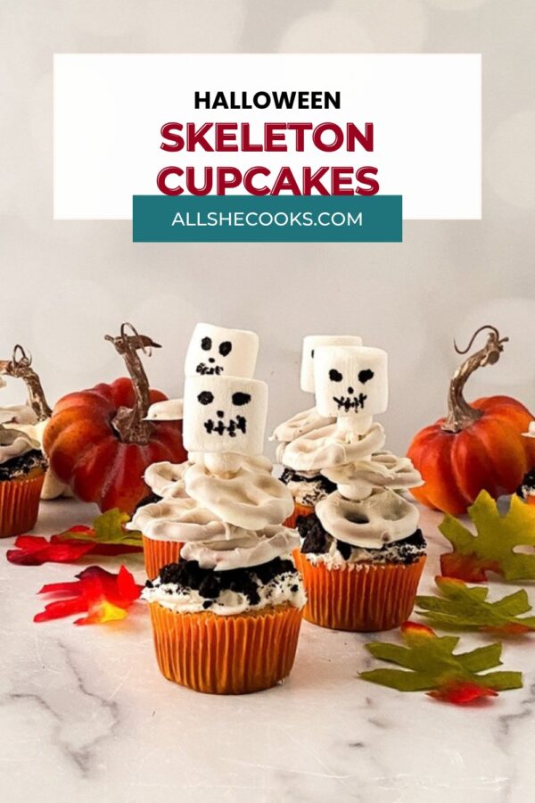Halloween Skeleton Cupcakes Pinterest pin