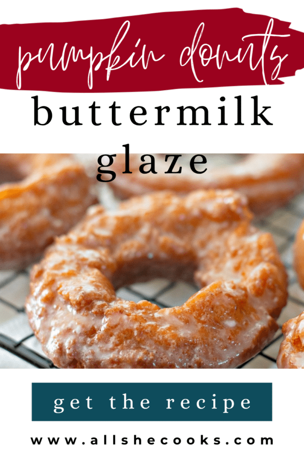 Pinterest pin for Pumpkin Donuts with Buttermilk Glaze