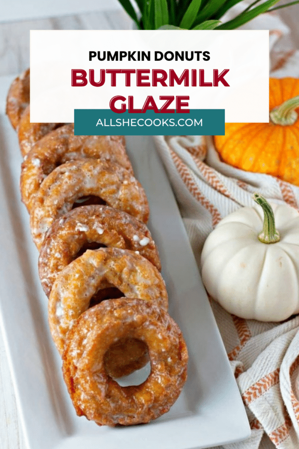 Pinterest pin for Pumpkin Donuts with Buttermilk Glaze